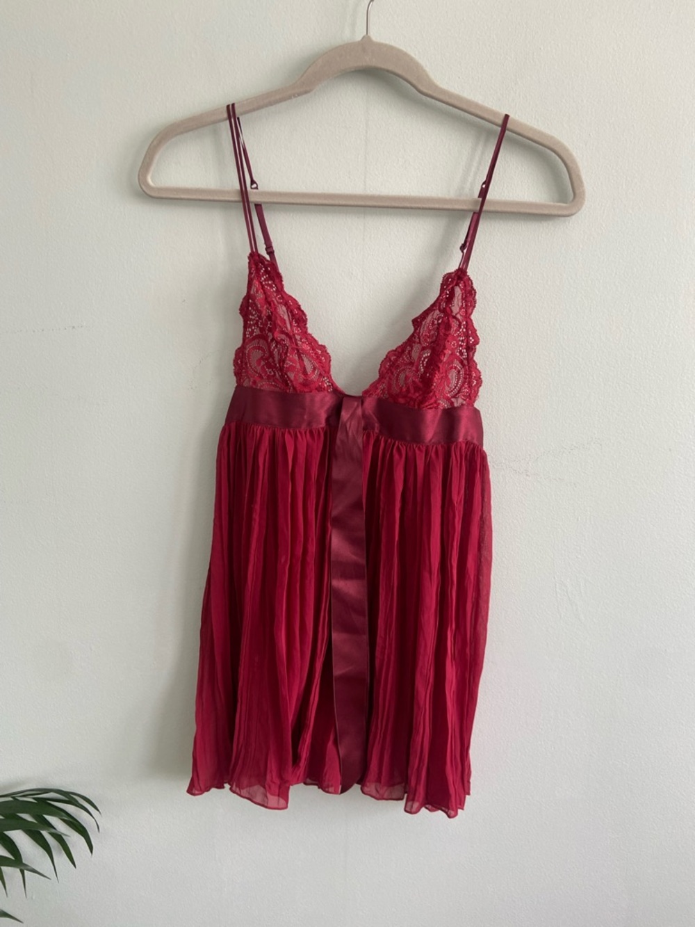 Victoria's Secret Red Lace & Chiffon Babydoll Chemise